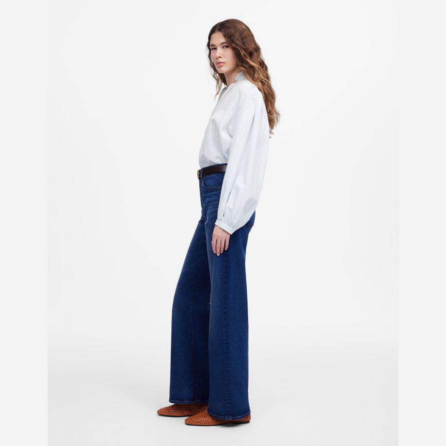 madewell den perfekta vintage brett-leg kvinnors jeans i mörk blå
