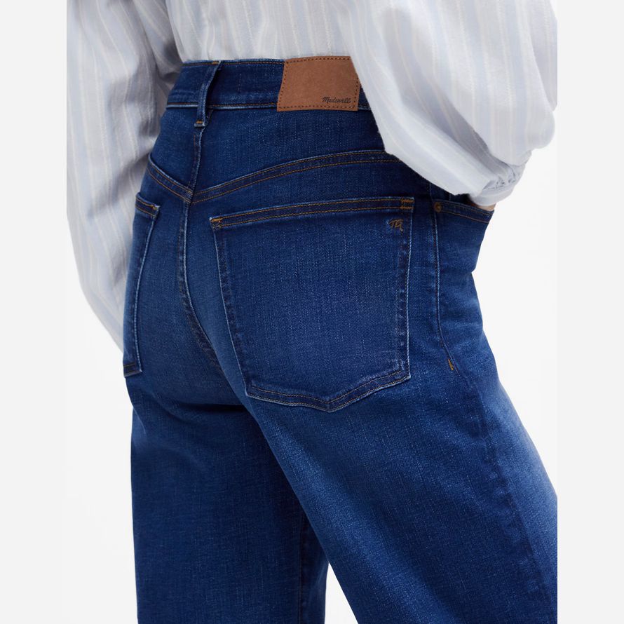 madewell den perfekta vintage brett-leg kvinnors jeans i mörk blå