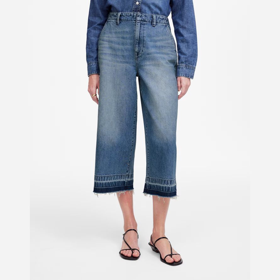 blå dam madewell denim jeans culottes