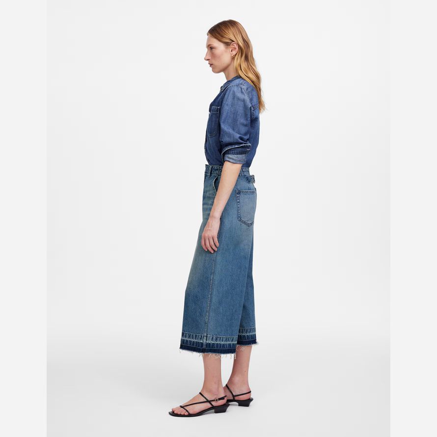 blå dam madewell denim jeans culottes
