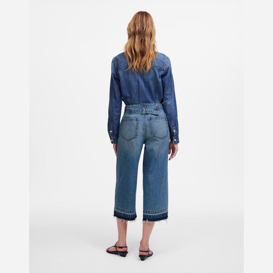 blå dam madewell denim jeans culottes
