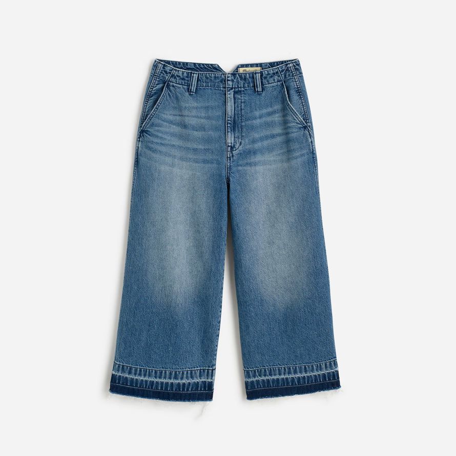 blå dam madewell denim jeans culottes