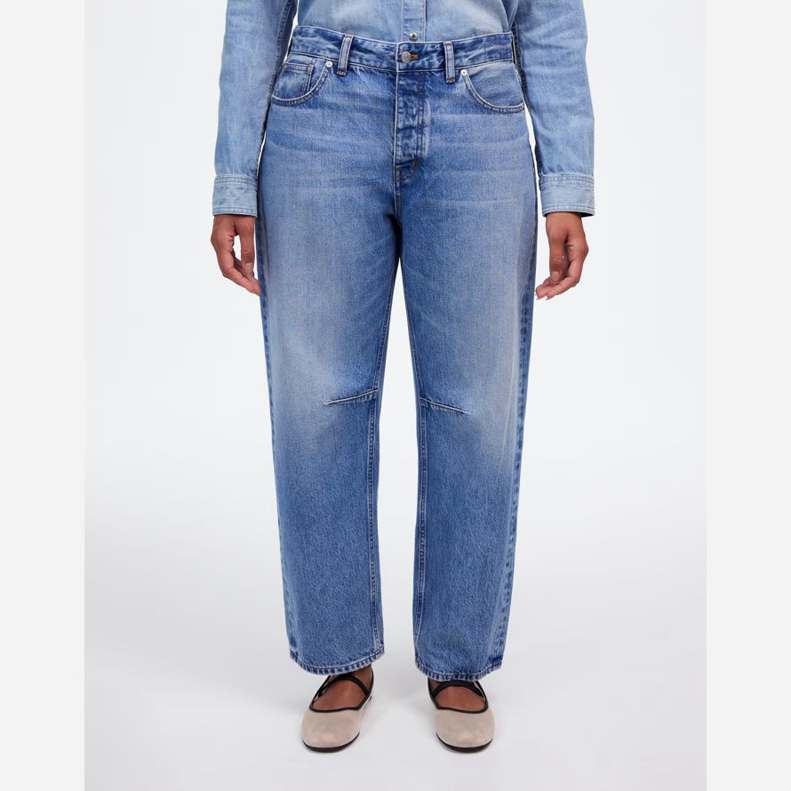blå dam madewell kurviga Åkte fat-leg jeans