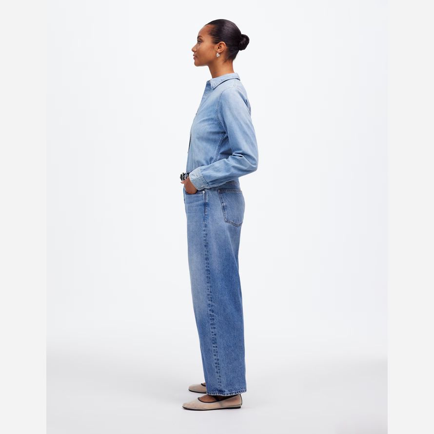 blå dam madewell kurviga Åkte fat-leg jeans