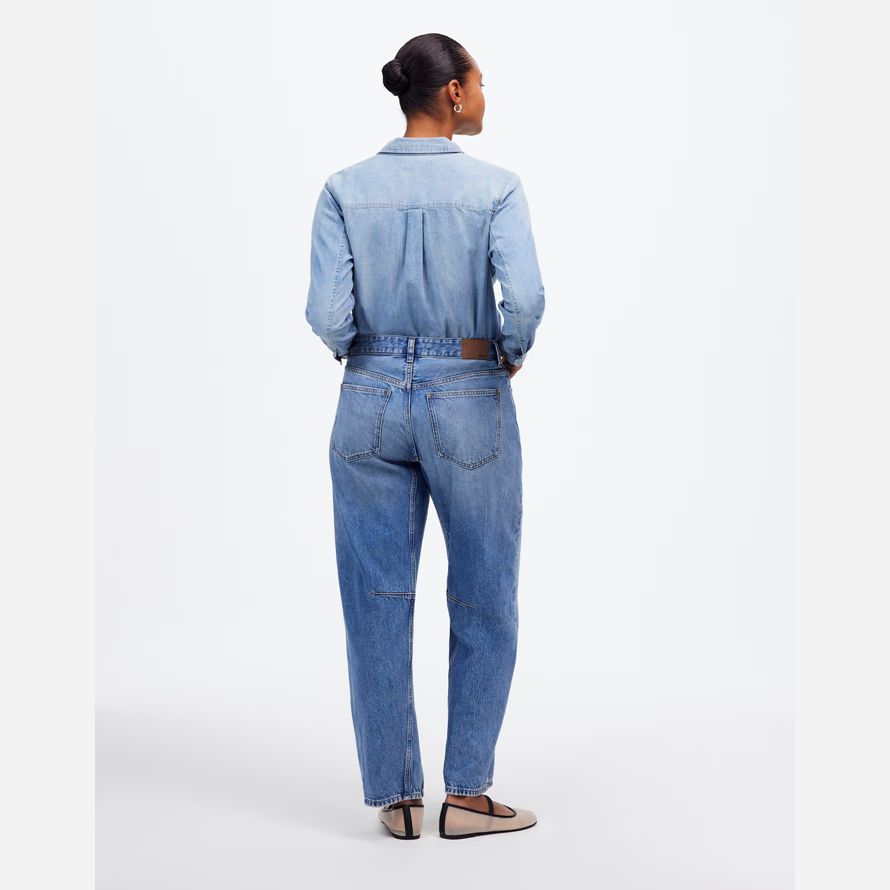blå dam madewell kurviga Åkte fat-leg jeans