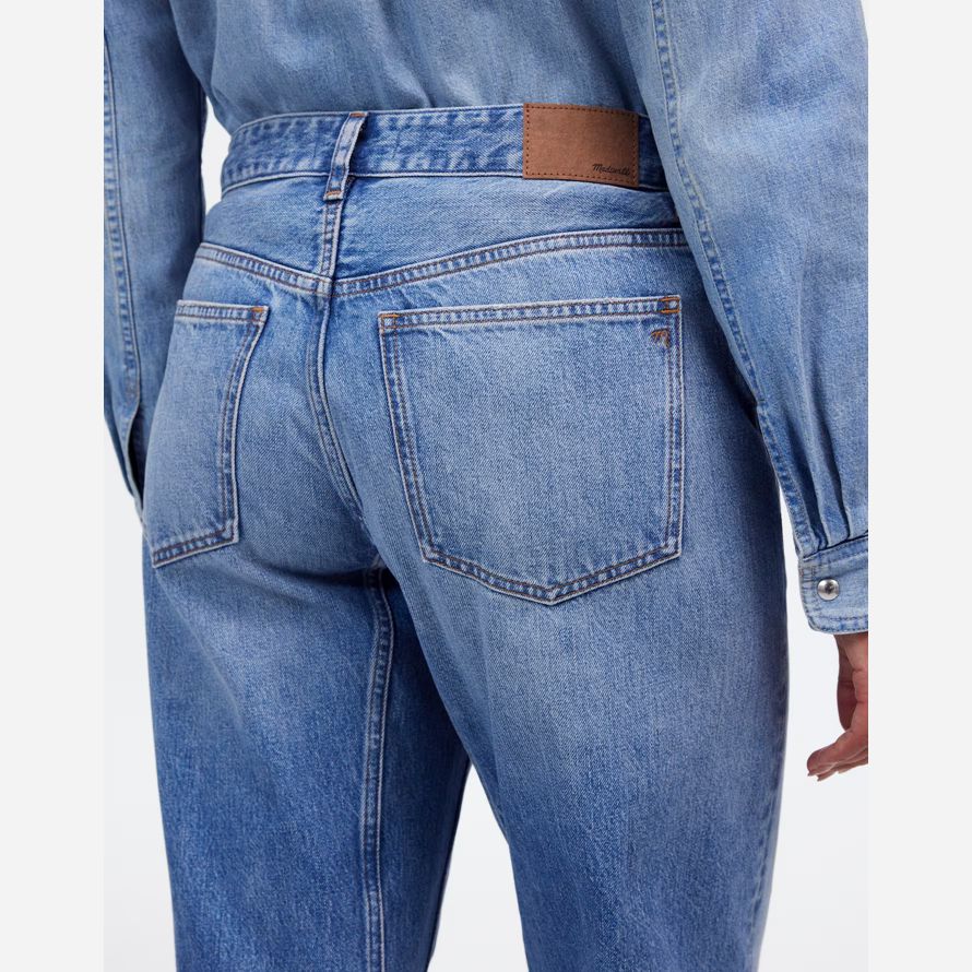 blå dam madewell kurviga Åkte fat-leg jeans