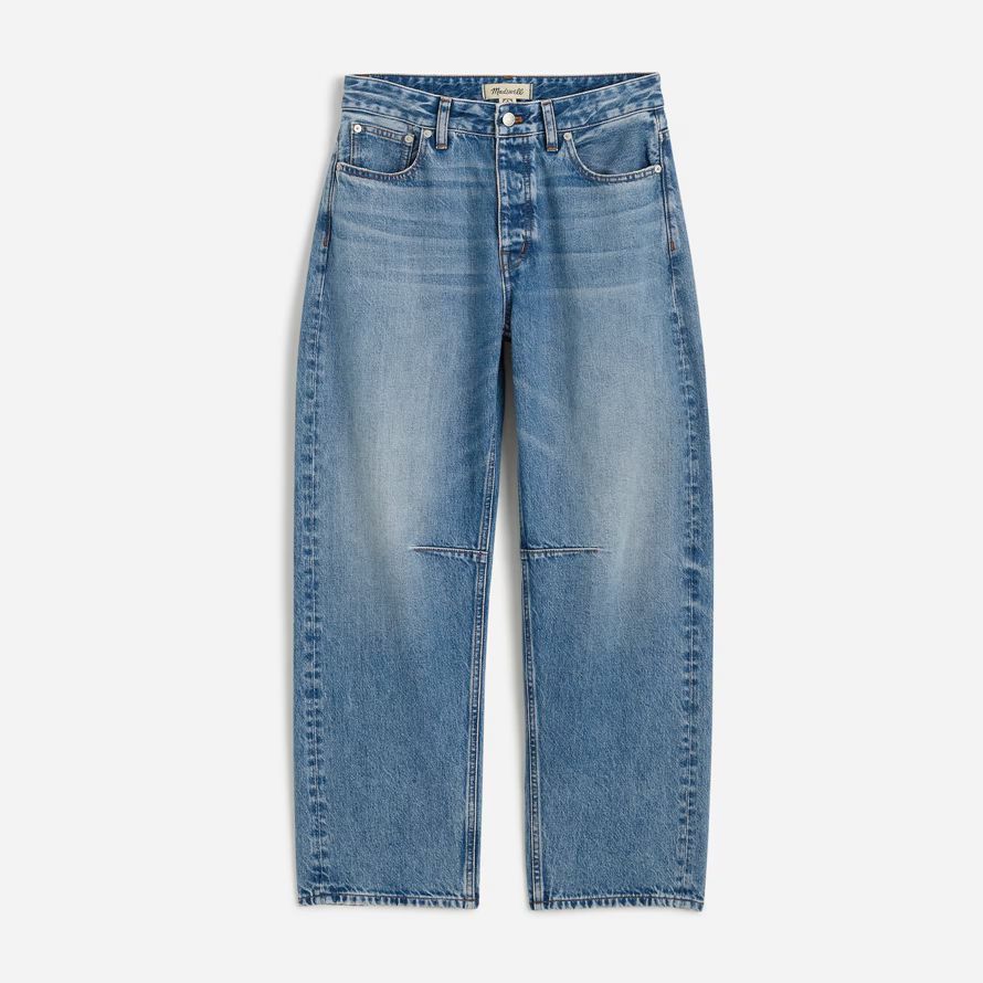 blå dam madewell kurviga Åkte fat-leg jeans