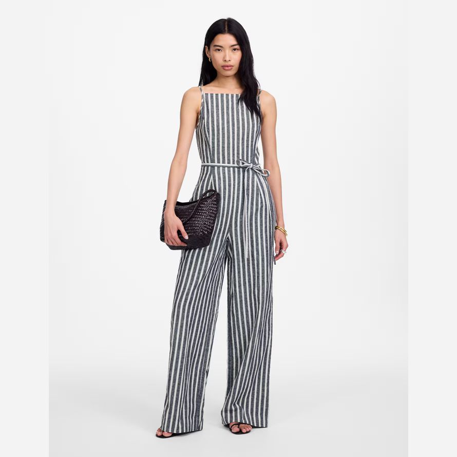 madewell veckade brett-leg dam jumpsuits vit navy
