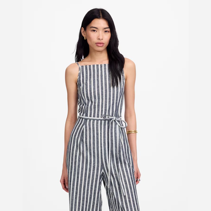 madewell veckade brett-leg dam jumpsuits vit navy