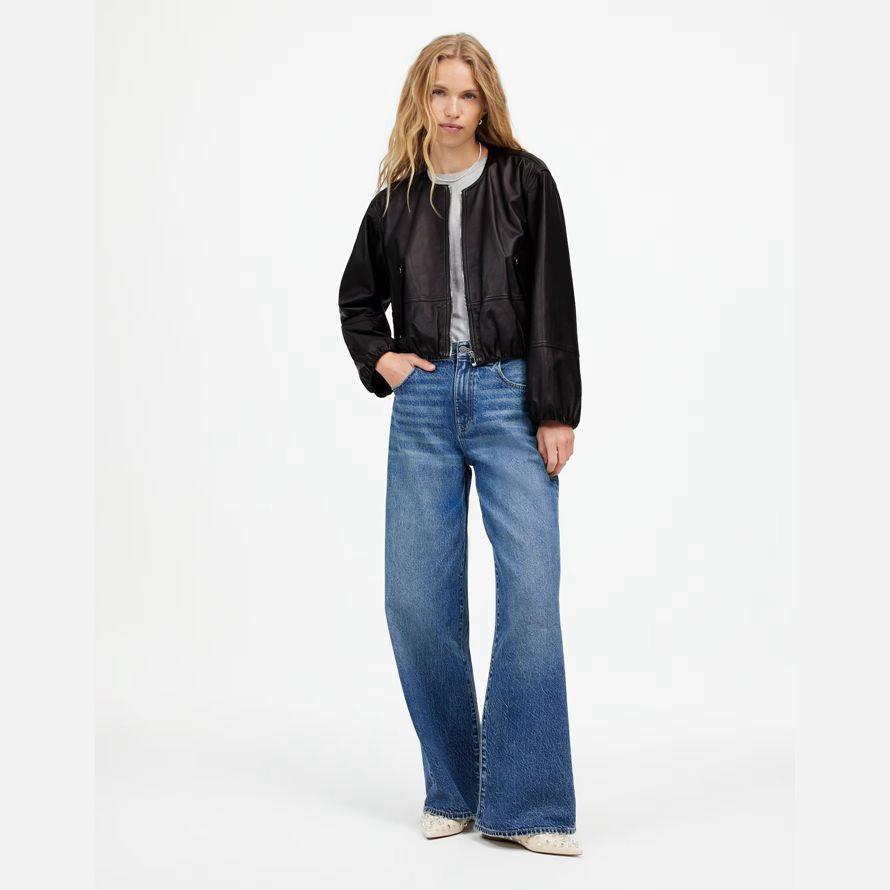 dam madewell bubbla-Ärm skinnjacka svart
