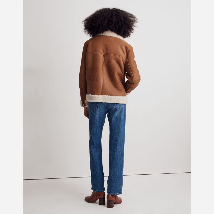 dam madewell Överdimensionerade shearling mc-skinnjacka brun