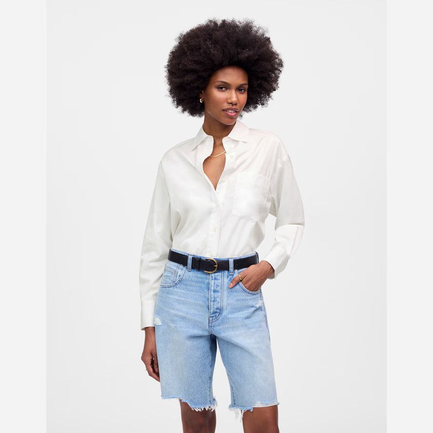 vit kvinna madewell Överdimensionerade knapp-upp-shirts