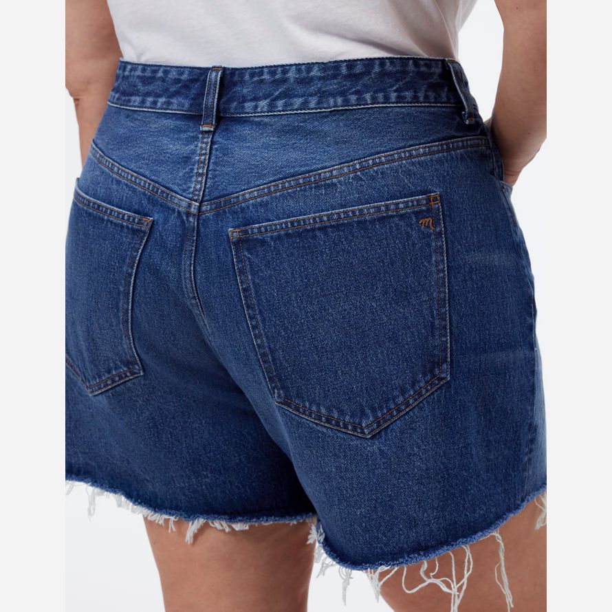 blå dam madewell plus brynn långa shorts
