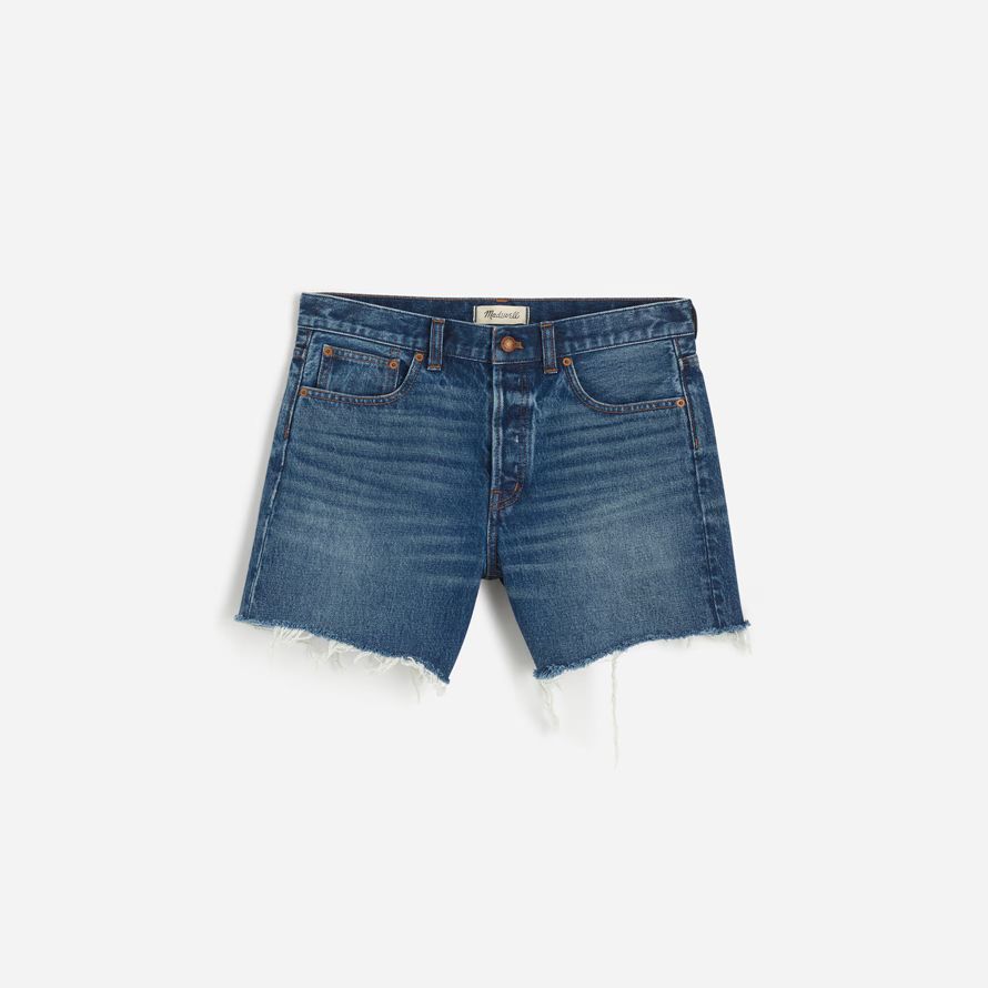 blå dam madewell plus brynn långa shorts