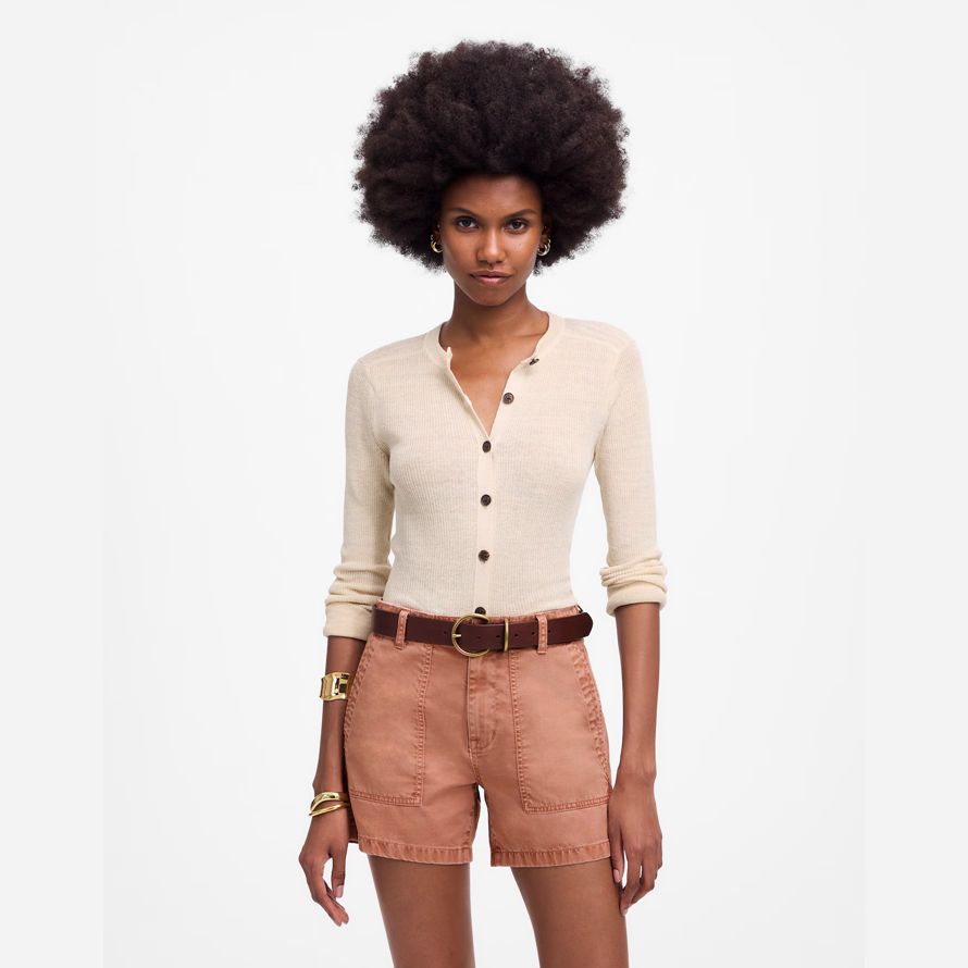 ljus korall madewell den brynn verktyg dam shorts