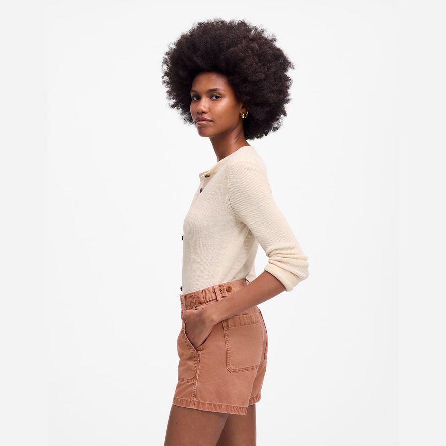 ljus korall madewell den brynn verktyg dam shorts