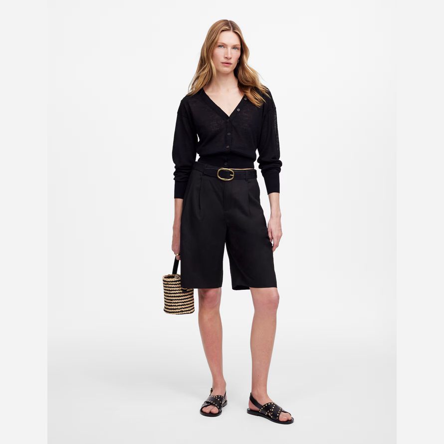 madewell avslappnad veckade dam shorts svart