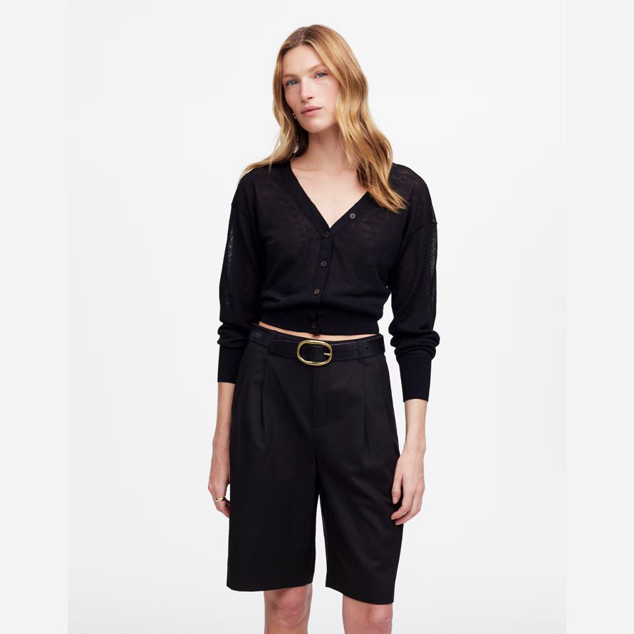 madewell avslappnad veckade dam shorts svart