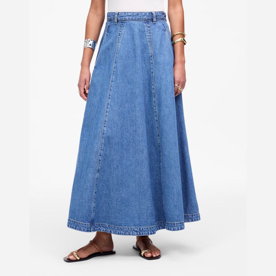 madewell luftiga denim midi-kjol dam blå