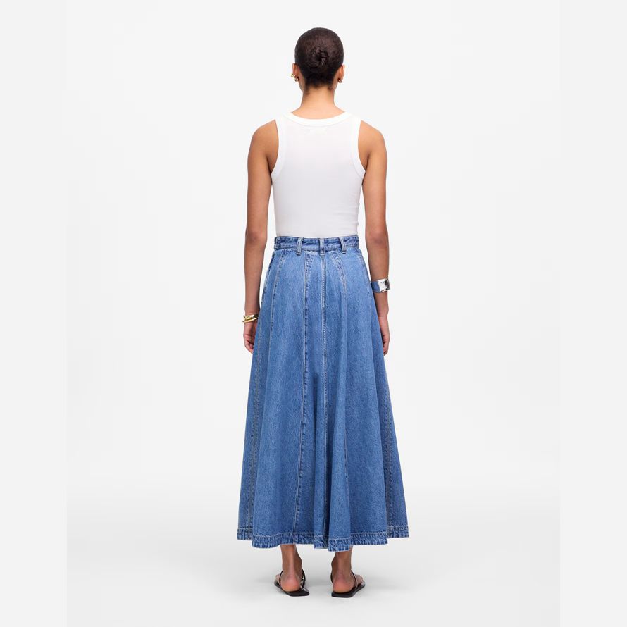 madewell luftiga denim midi-kjol dam blå