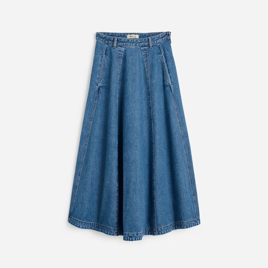 madewell luftiga denim midi-kjol dam blå