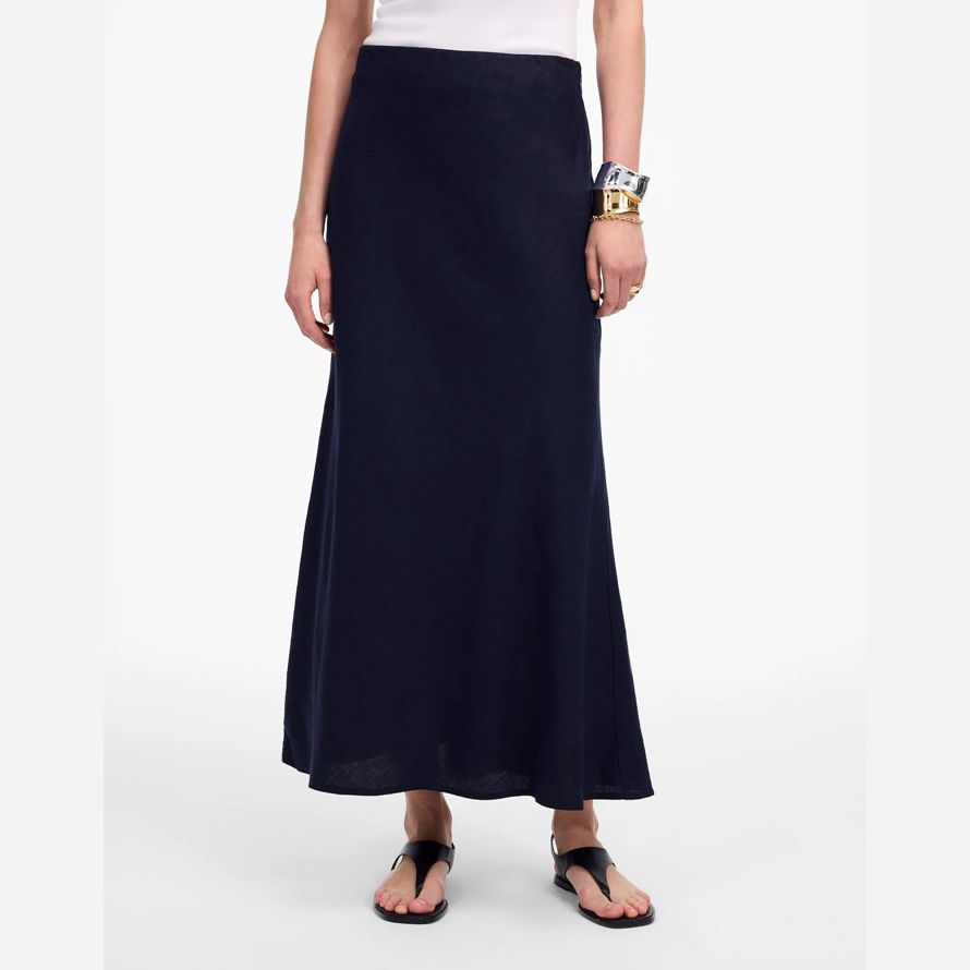 navy dam madewell linne slip maxi kjol