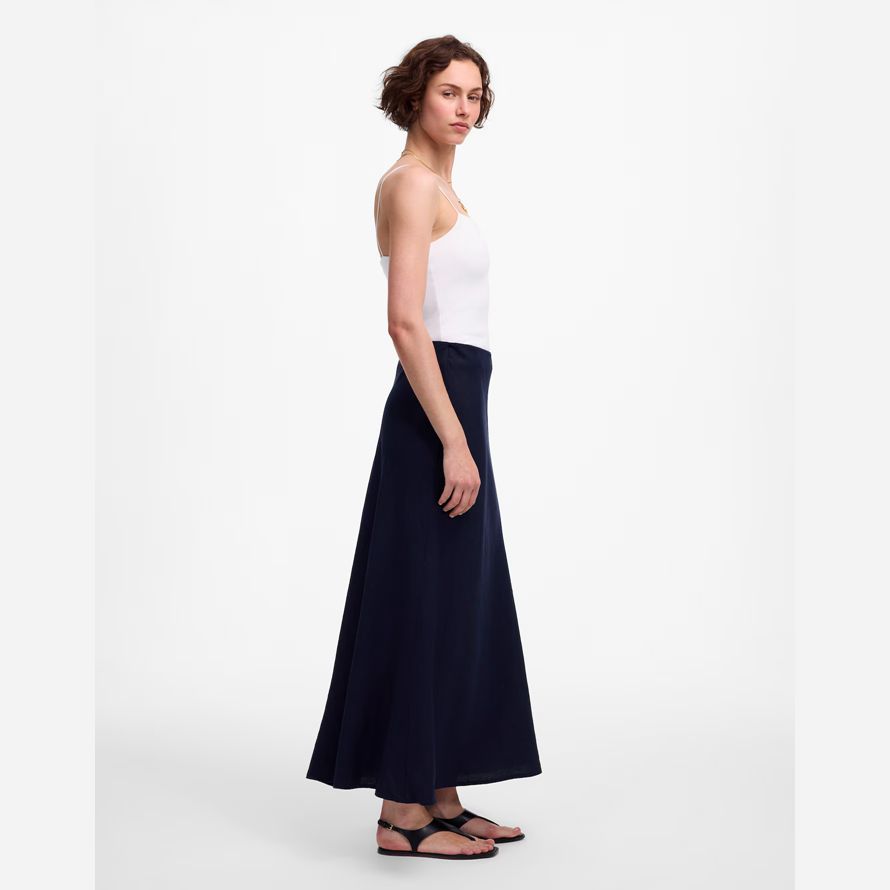 navy dam madewell linne slip maxi kjol