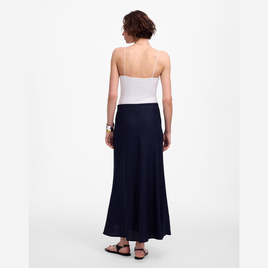navy dam madewell linne slip maxi kjol