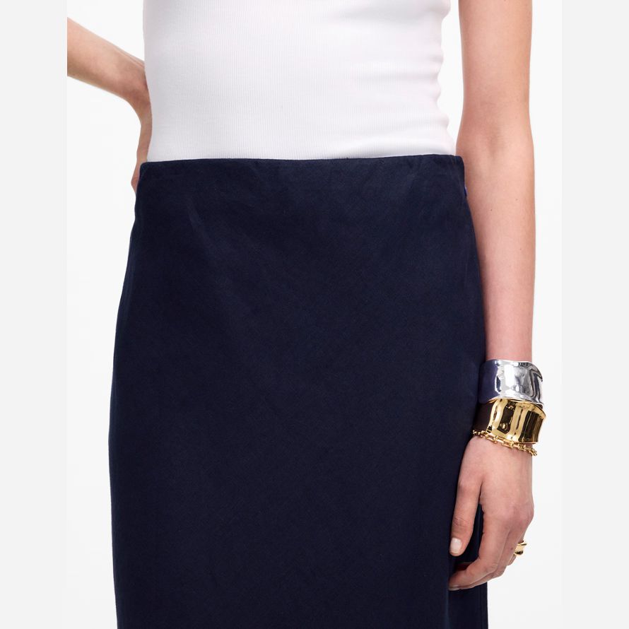 navy dam madewell linne slip maxi kjol