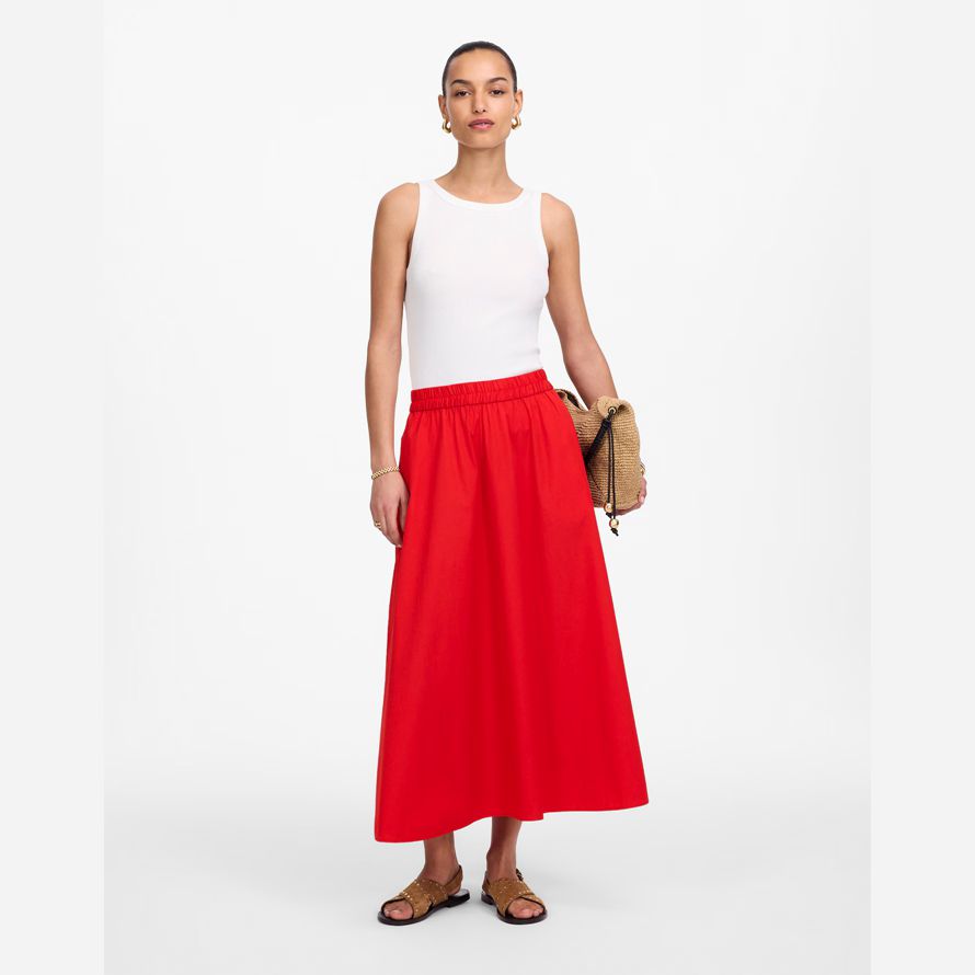 madewell poplin midi-kjol dam röd
