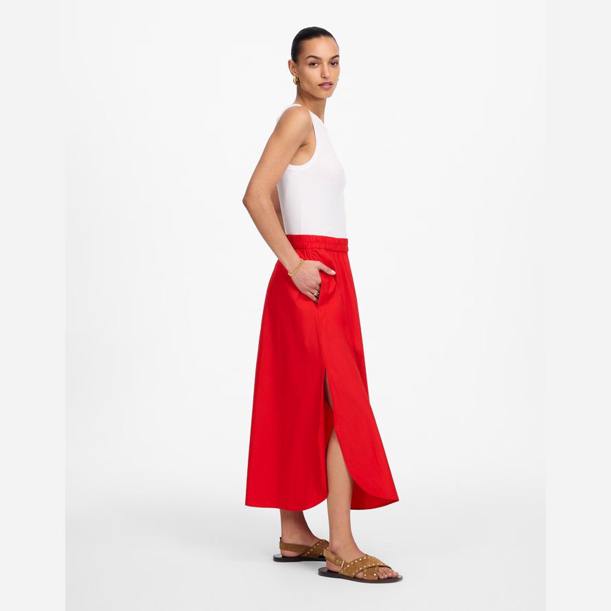madewell poplin midi-kjol dam röd