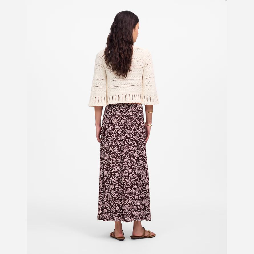 mörk röd rosa madewell smock-midja midi-kjol dam