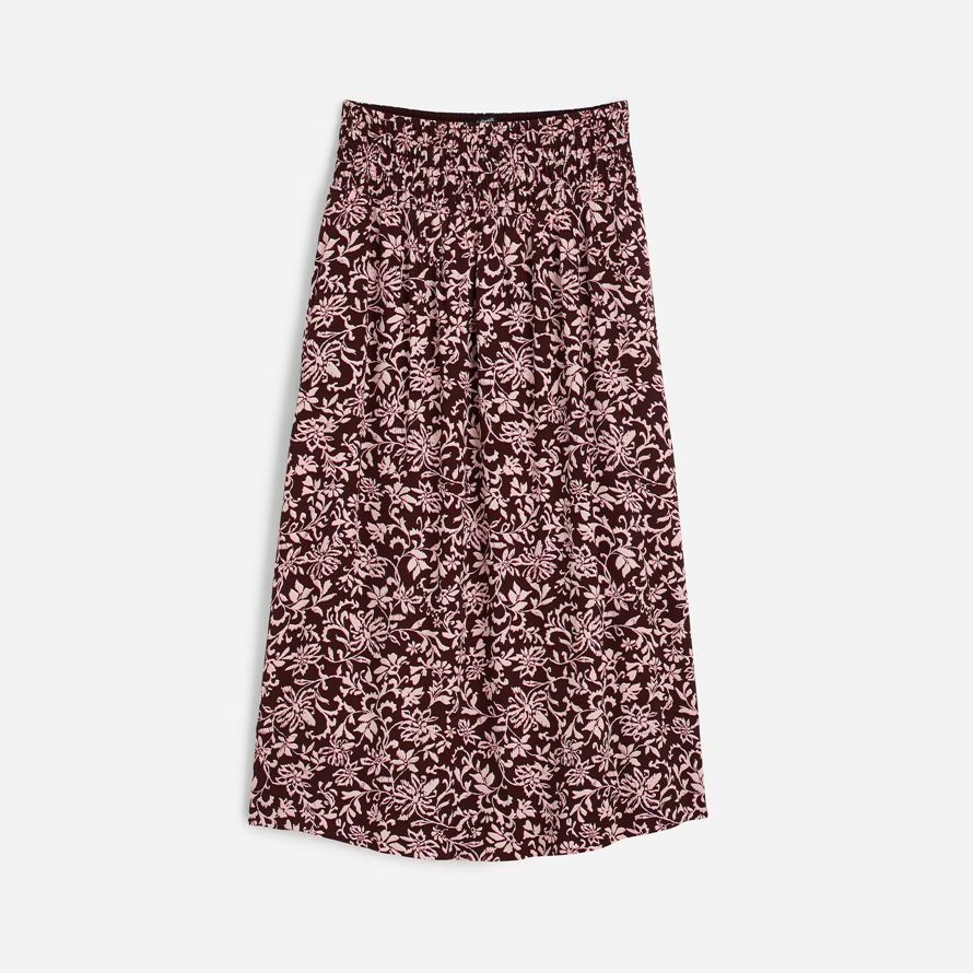 mörk röd rosa madewell smock-midja midi-kjol dam