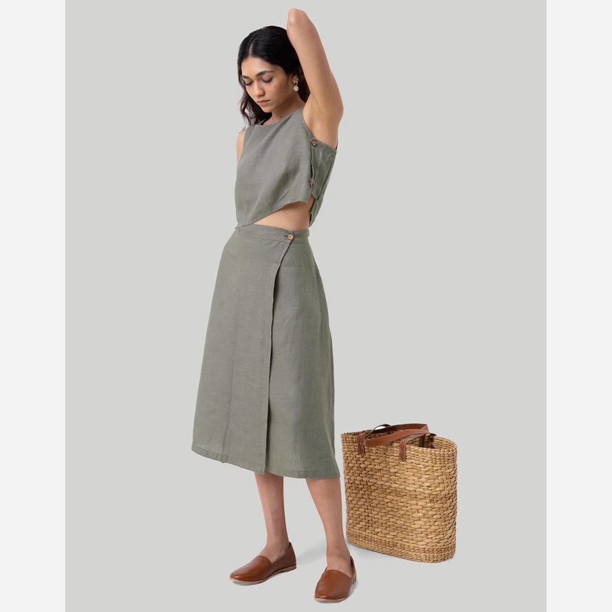madewell reistor Överlappar midi-kjol dam mörk grå