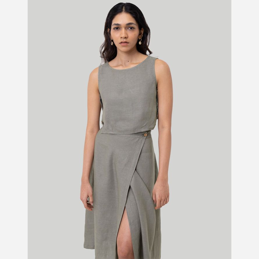 madewell reistor Överlappar midi-kjol dam mörk grå