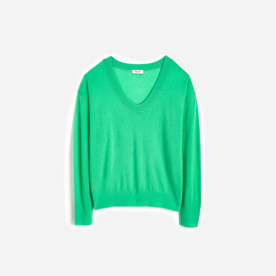 dam madewell cashmere u-ringad pullover tröja grön