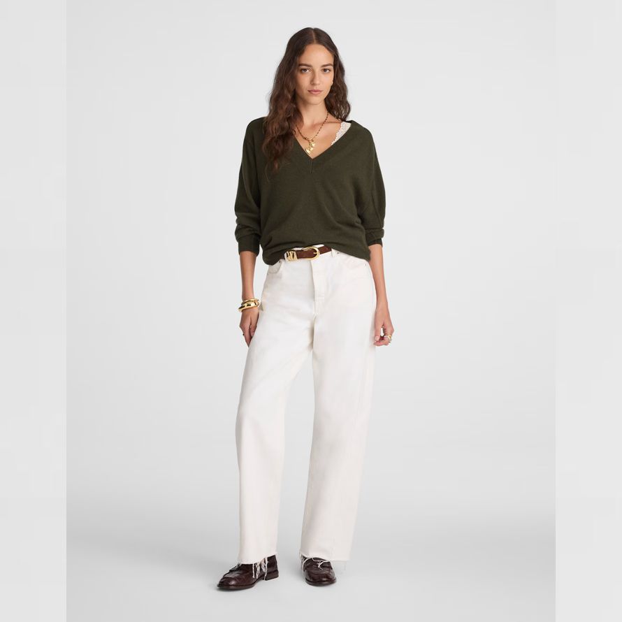 olivolja dam madewell cashmere v-ringad tröja