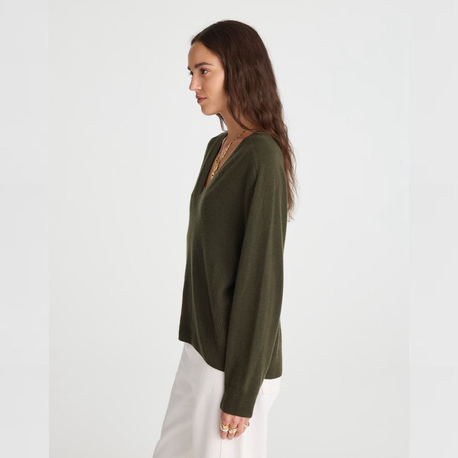olivolja dam madewell cashmere v-ringad tröja
