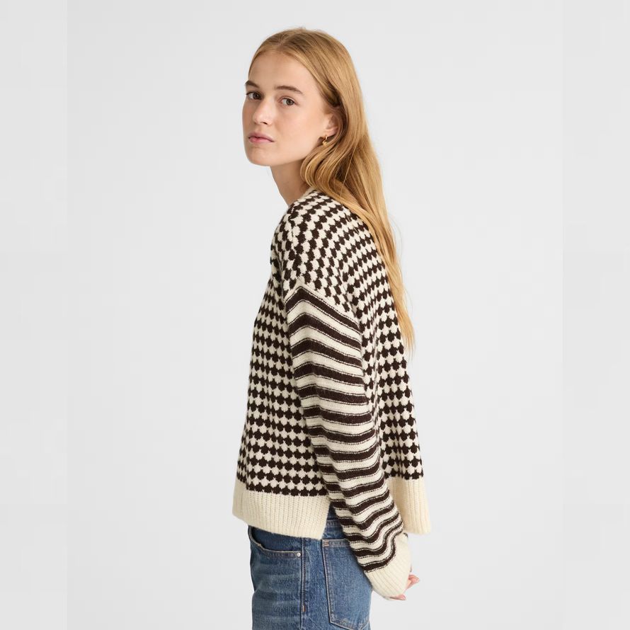 cream black dam madewell blandade rand tröja tröja