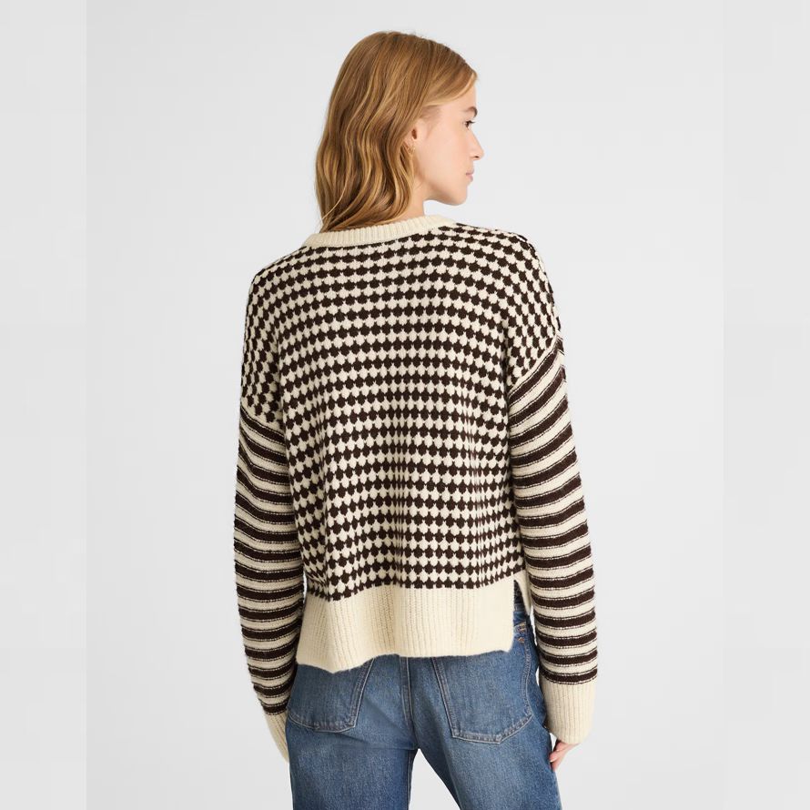 cream black dam madewell blandade rand tröja tröja
