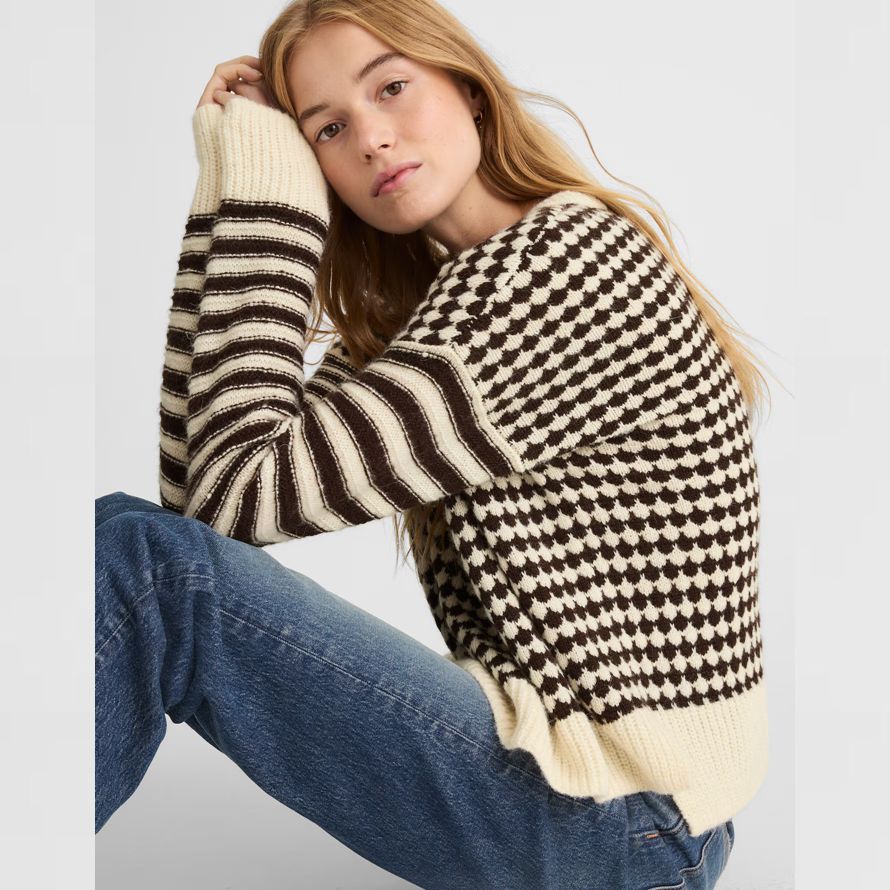cream black dam madewell blandade rand tröja tröja