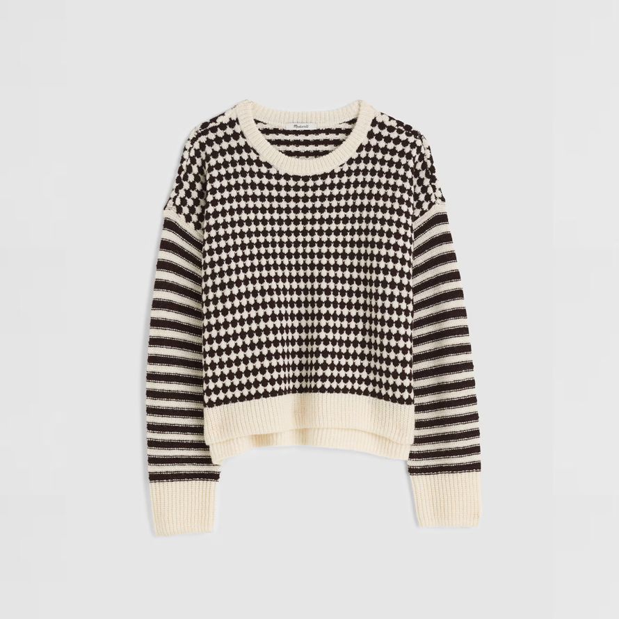 cream black dam madewell blandade rand tröja tröja