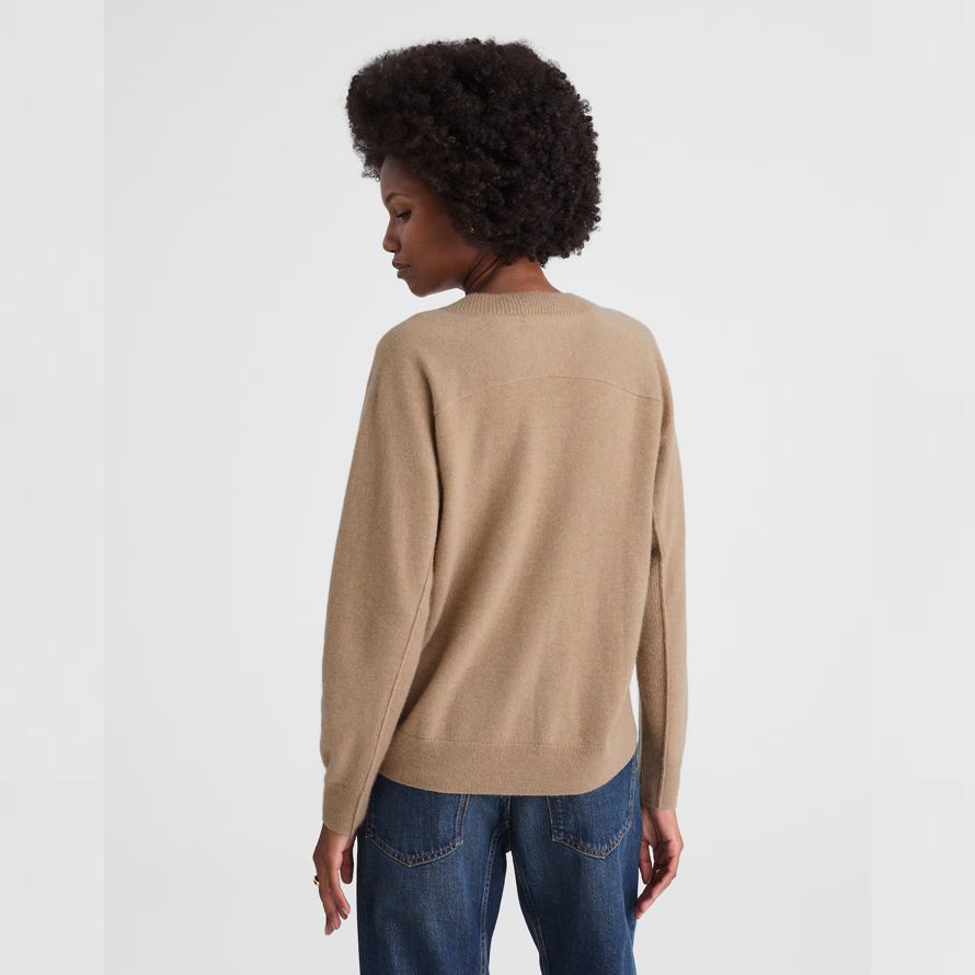 dam madewell cashmere v-ringad tröja khaki brun