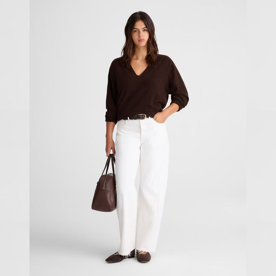 mörk brun dam madewell cashmere v-ringad tröja