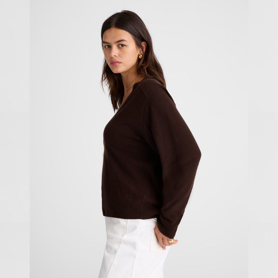 mörk brun dam madewell cashmere v-ringad tröja