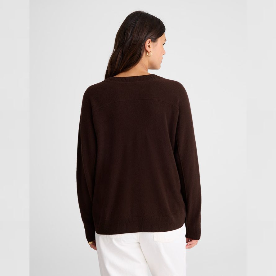 mörk brun dam madewell cashmere v-ringad tröja