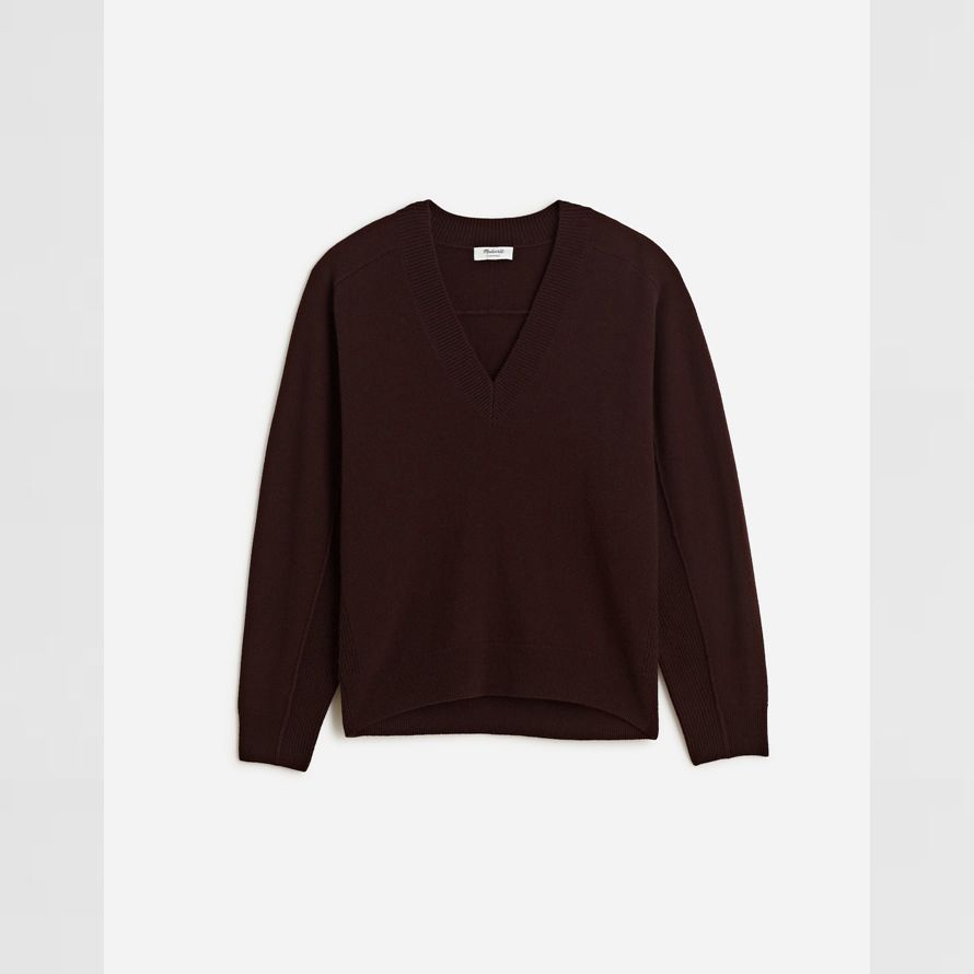 mörk brun dam madewell cashmere v-ringad tröja