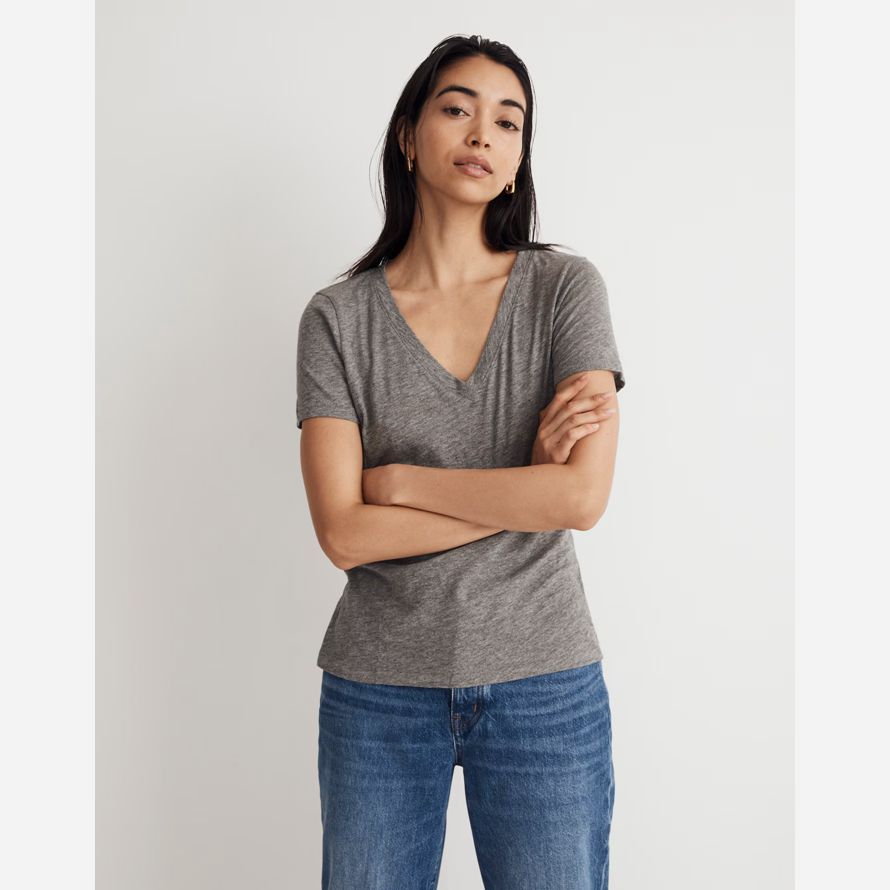 madewell viska bomull v-ringad dam t-tröjor grå