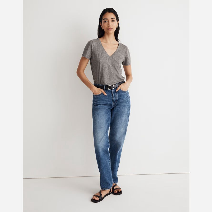 madewell viska bomull v-ringad dam t-tröjor grå