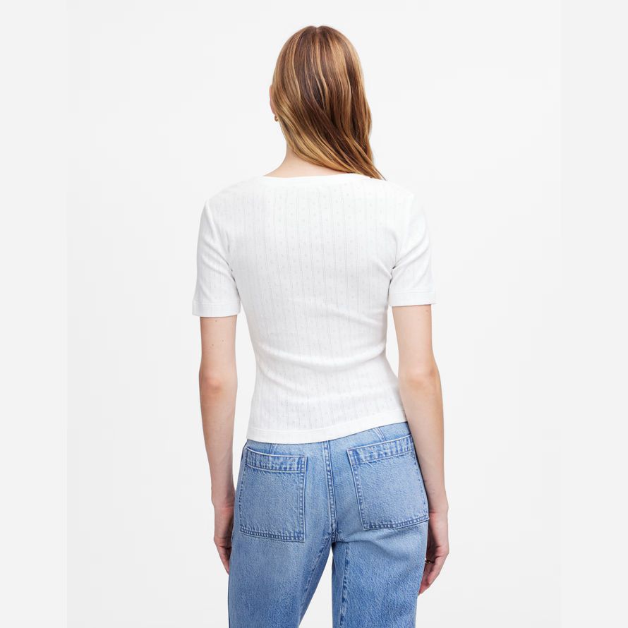 vit madewell pointelle notch hals dam t-shirts